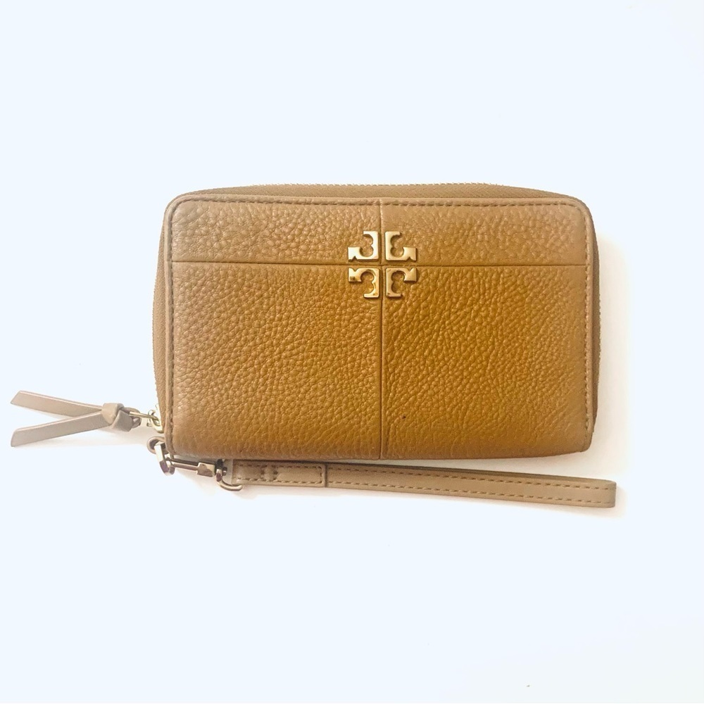 TORY BURCH Britten Zip Continental Wallet Logo Leather